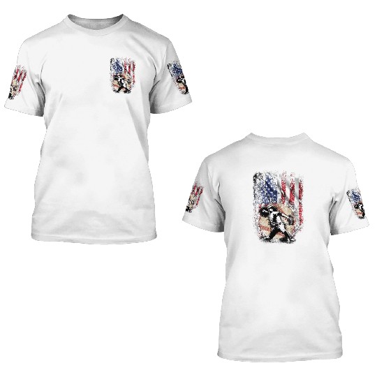 Patriotic American Flag Baseball Pitcher 3D T Shirts