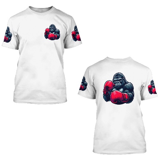 Wild Gorilla Boxing Gloves Graphic Animal Lover 3D T Shirts