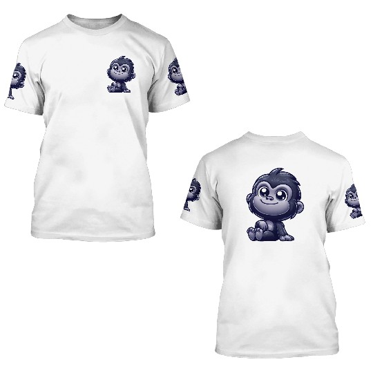 Cute monkey chimpanzee gorilla peaceful happy 3D T Shirts