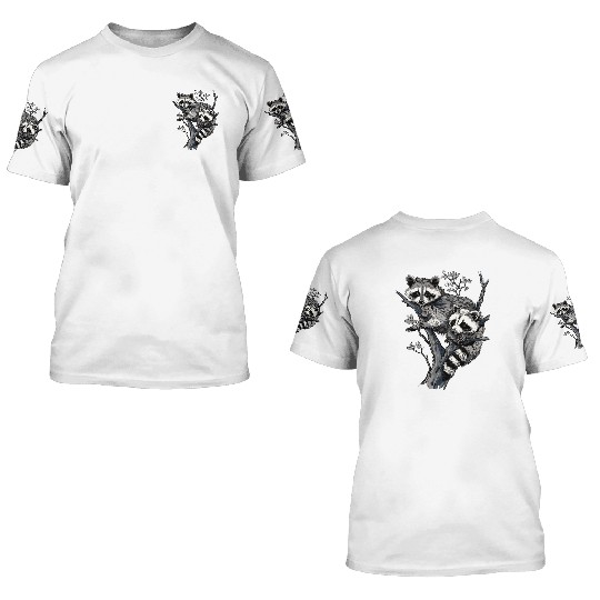 Opossum and raccoon 3D T Shirts