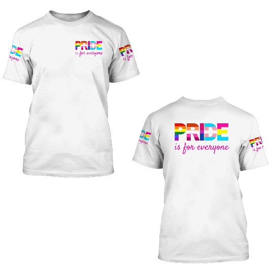 LGBTQ Pride Rainbow Colors Typography 3D T Shirts