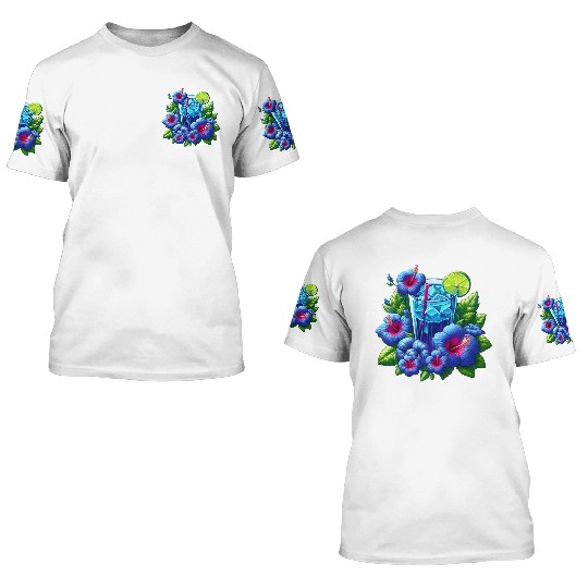 Blue hibiscus tea 3D T Shirts
