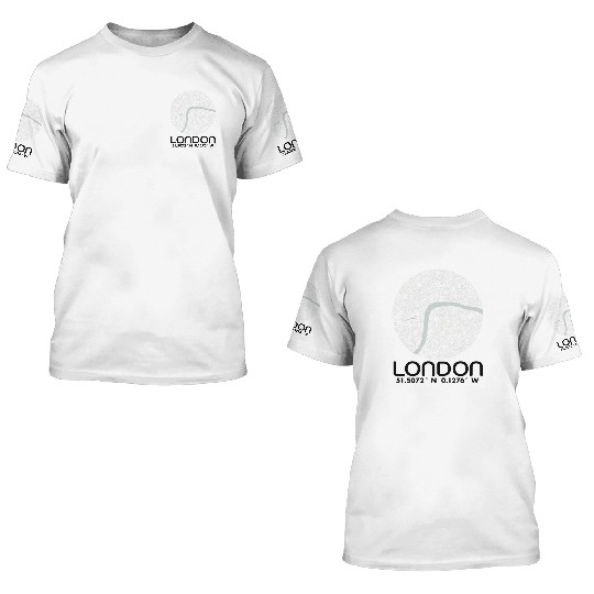 London Map with GPS location 3D T Shirts