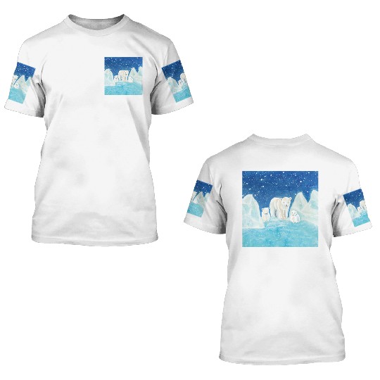 Polar Bears (Ursus maritimus) - Bear Mother & Cubs 3D T Shirts