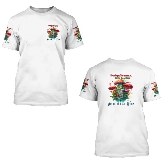 Engineer Architect at Work, Fun Illustration 3D T Shirts