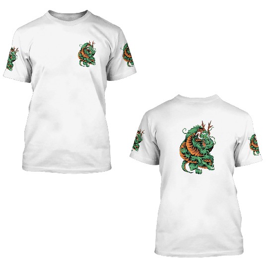 Angry Japanese Dragon Tattoo 3D T Shirts