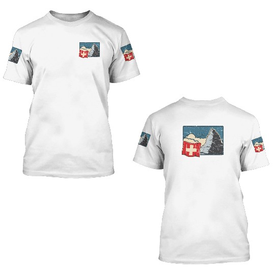 Vacation Skiing, Hiking, Mountain Switzerland 3D T Shirts