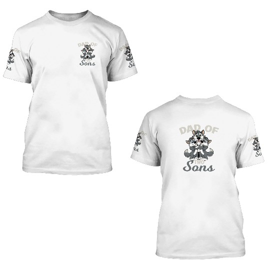 Strong Wolf with Wolf Child for a Dad 3D T Shirts