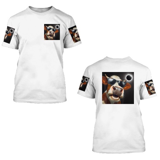 Funny Solar Eclipse Wearing Glasses 3D T Shirts