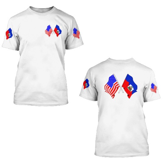 USA flag USA, Haiti flag 3D T Shirts