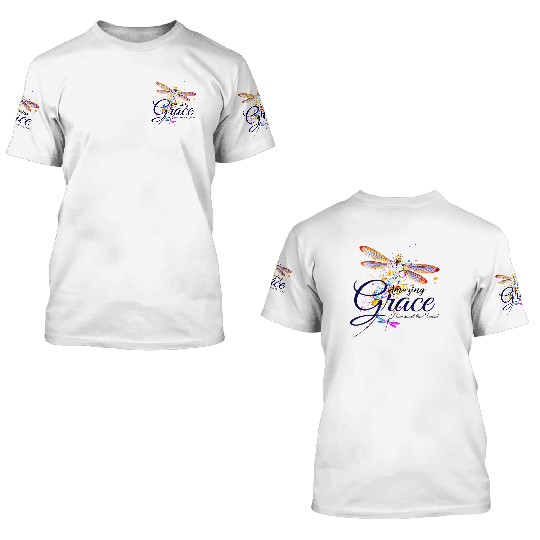 Amazing Grace Dragonfly splatter 3D T Shirts