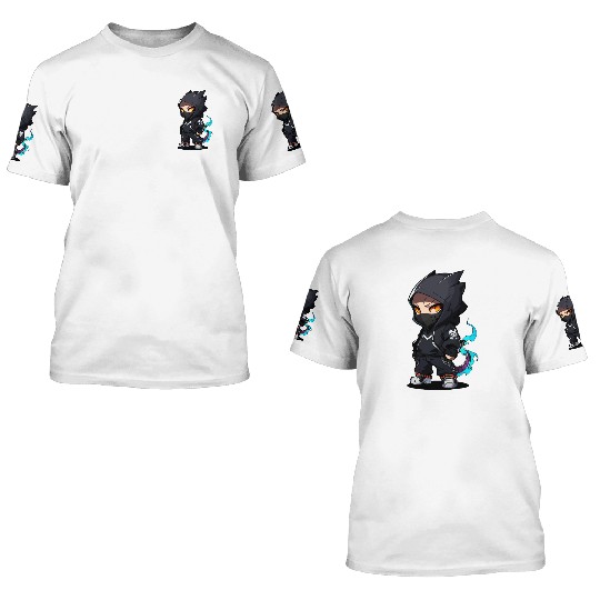 Chibi Dragon Ninja Character 3D T Shirts