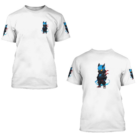 Blue dragon ninja robot 3D T Shirts