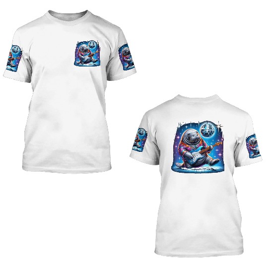 Disco Ball Guitar Manatee 3D T Shirts