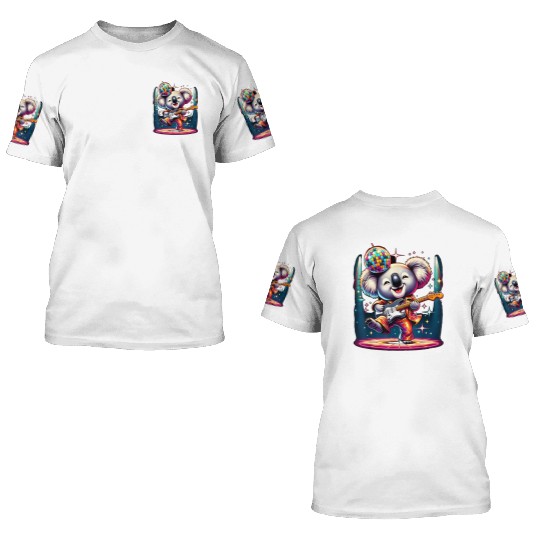Disco Ball Guitar Koala 3D T Shirts