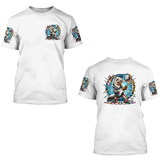 Disco Ball Guitar Ferret 3D T Shirts