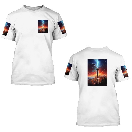 Space Needle Light 3D T Shirts