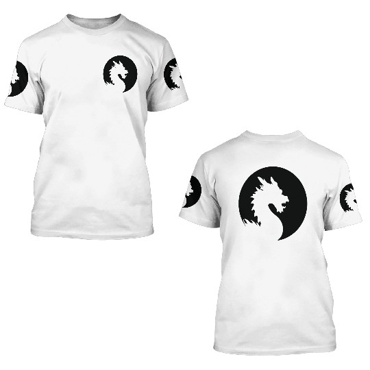 Shadow Dragon, black sun 3D T Shirts