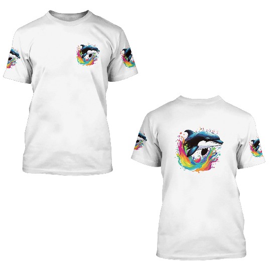 Dolphin In Ocean splash 3D T Shirts