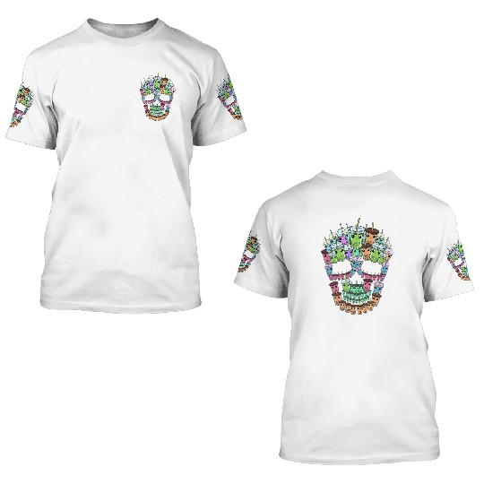 Bubble Tea Skull 3D T Shirts Men Boba Tea