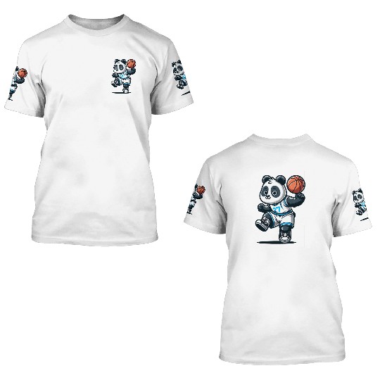 Cute Basketball Player Panda 3D T Shirts