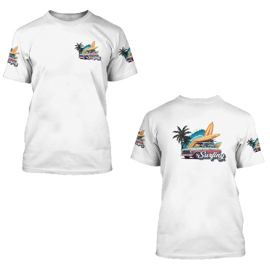 Surfing Car 3D T Shirts