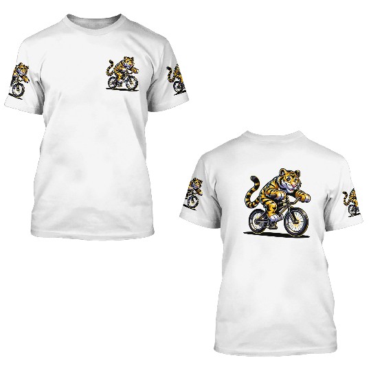 Cute Cyclist Tiger 3D T Shirts