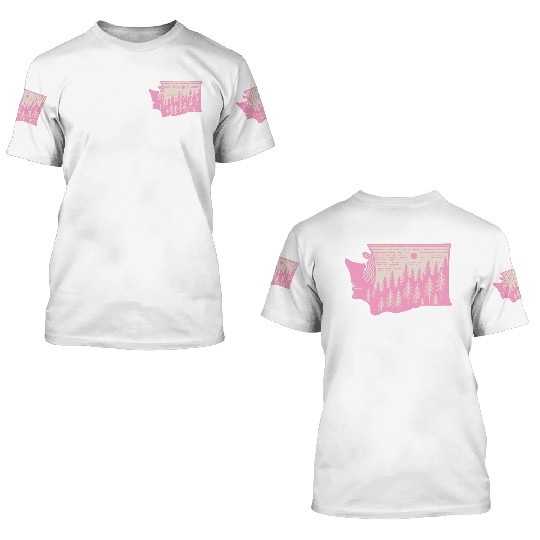 Washington DC Wild Outline State 3D T Shirts