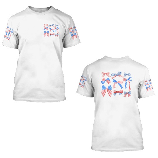 Red White Blue American Coquette 3D T Shirts