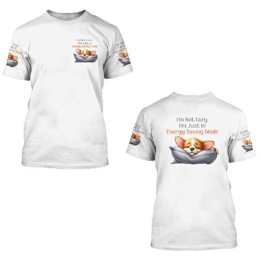 Sleeping little corgi -Energy Saving Mode 3D T Shirts