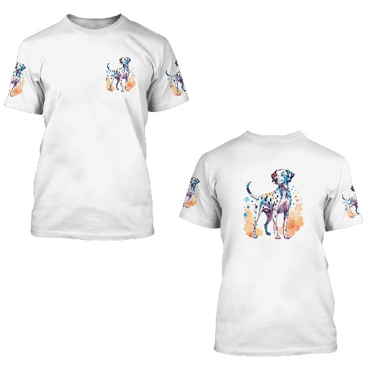 Dalmatian Dog Watercolor 3D T Shirts