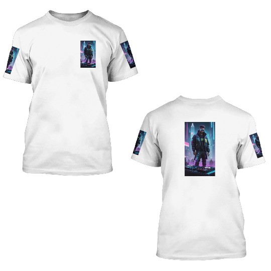 Creating a cyberpunk DJ 3D T Shirts design involves