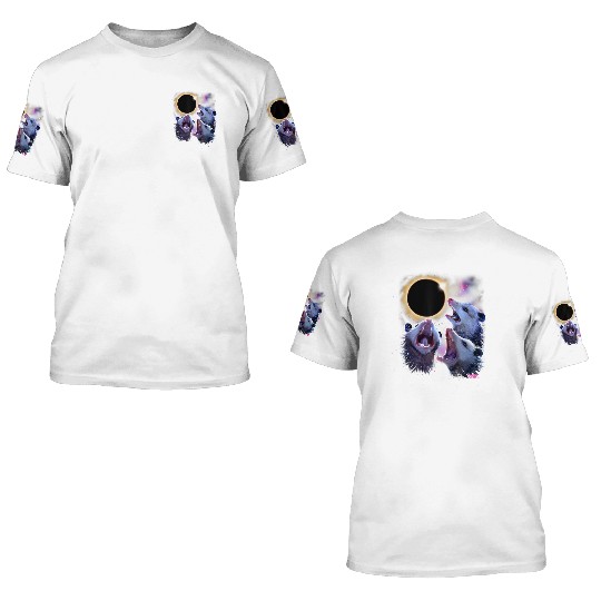 Opossums Howling Eclipse Possum 3D T Shirts