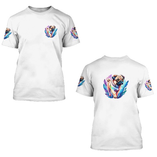 Pug Watercolor 3D T Shirts