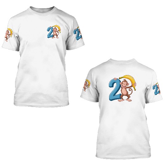 2nd Birthday Monkey 3D T Shirts