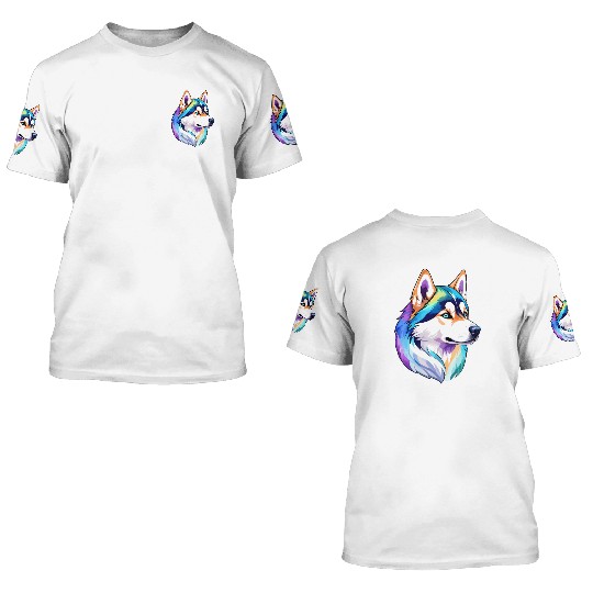 Siberian Husky Watercolor 3D T Shirts