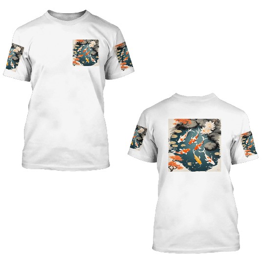 Koi Pond 2 3D T Shirts