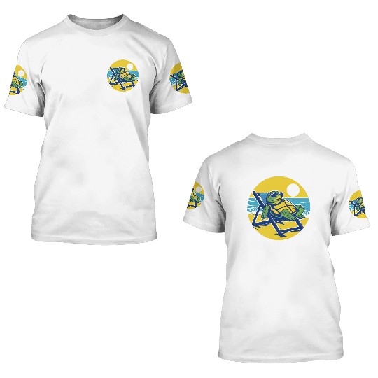 Sea Turtle Chillin on the Beach 3D T Shirts