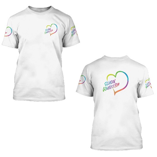 School Counselor Heart Watercolor 3D T Shirts