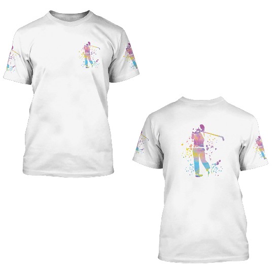 Golfer Colorsplash Kids Miniature Golf 3D T Shirts