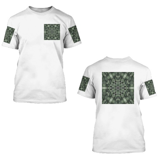 watercolor green white black mandala 3D T Shirts