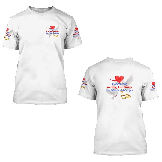 Wedding Anniversary 21st 3D T Shirts