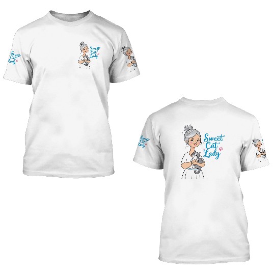 sweet cat lady 3D T Shirts