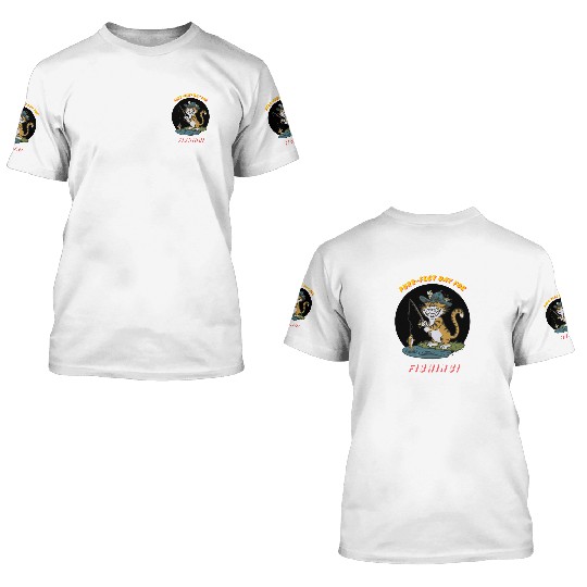 cool fishing cat funny design 3D T Shirts