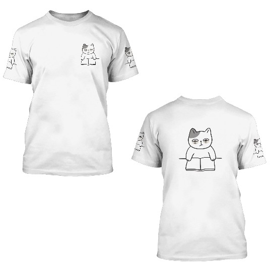 Cuties - Cat Reading Book 3D T Shirts