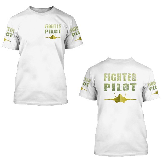Fighter Pilot F-35 Art Design 3D T Shirts