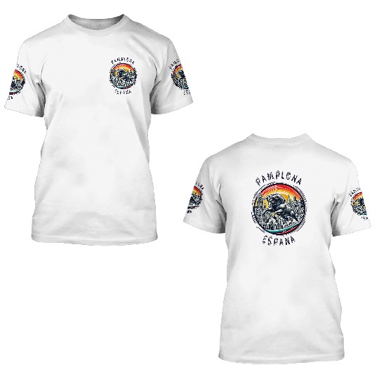 Pamplona Spain bull vacation 3D T Shirts