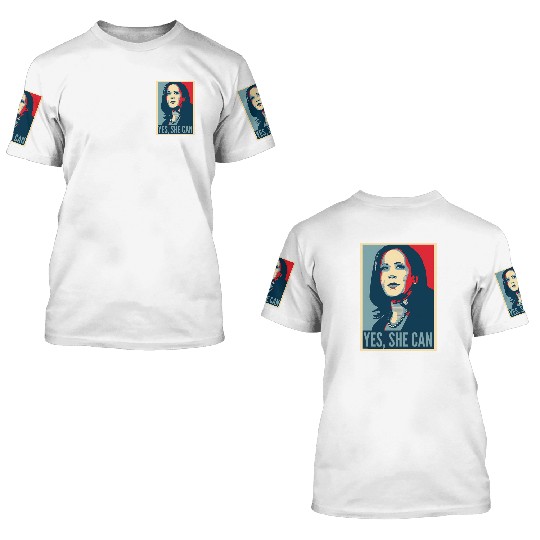 Kamala Harris USA Election Yes SHE CAN 3D T Shirts