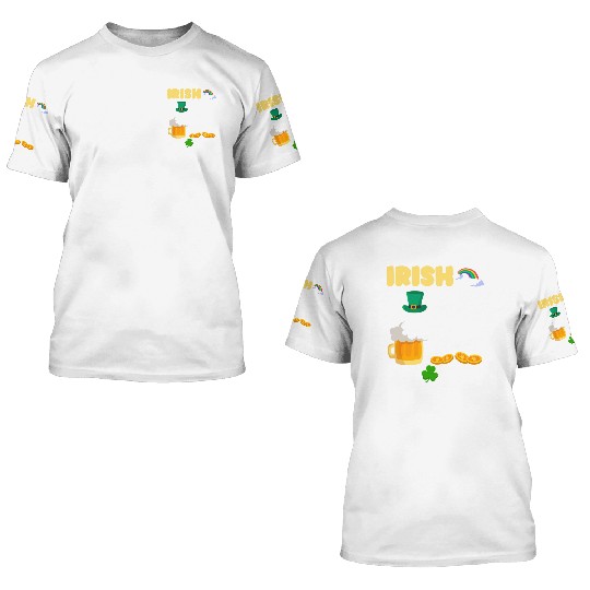 Ireland Shamrock Gold Flag 3D T Shirts