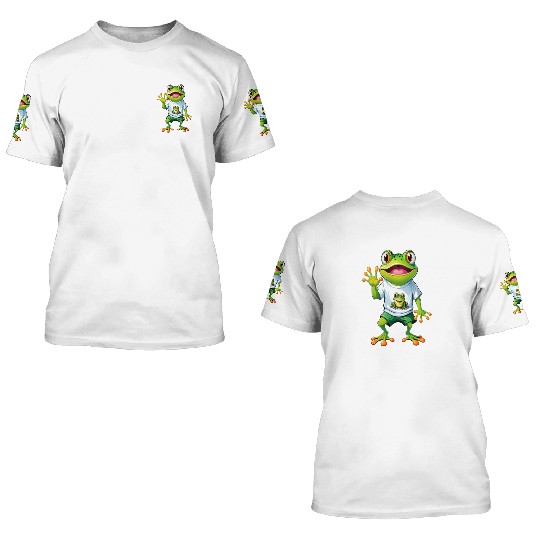 Green Happy Frog 3D T Shirts